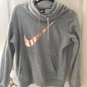 Heather Gray and Rose Gold Nike Hoodie